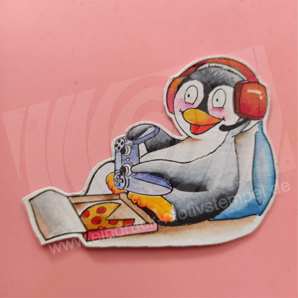 Gamer Pinguin CARLI - Bärbel Born - Stempelgummi