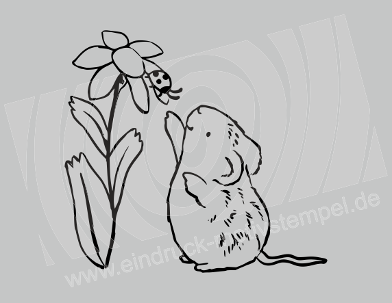 Blumen Maus - Bärbel Born - Stempelgummi